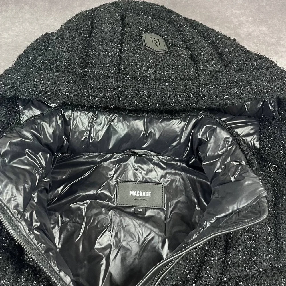 [154] Mackage Lara Sparkly Black Coat  Jacket L Size - Picture 2 of 3